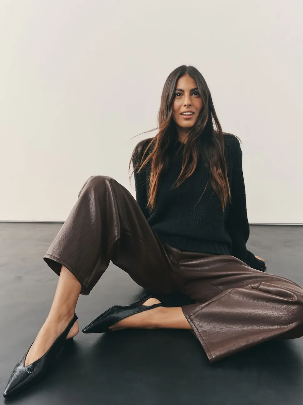 Nothing Ordinary Chocolate Brown Faux Leather Barrel Leg Trousers