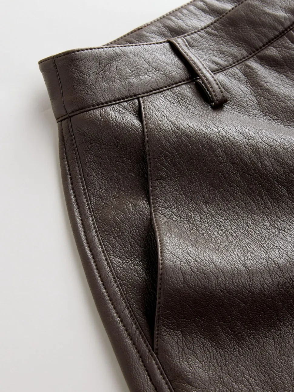 Nothing Ordinary Chocolate Brown Faux Leather Barrel Leg Trousers