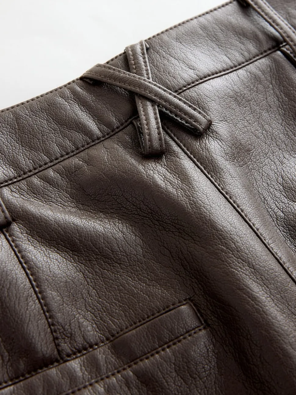 Nothing Ordinary Chocolate Brown Faux Leather Barrel Leg Trousers
