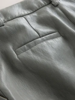Nothing Ordinary Grey Faux Leather Wide Leg Trousers