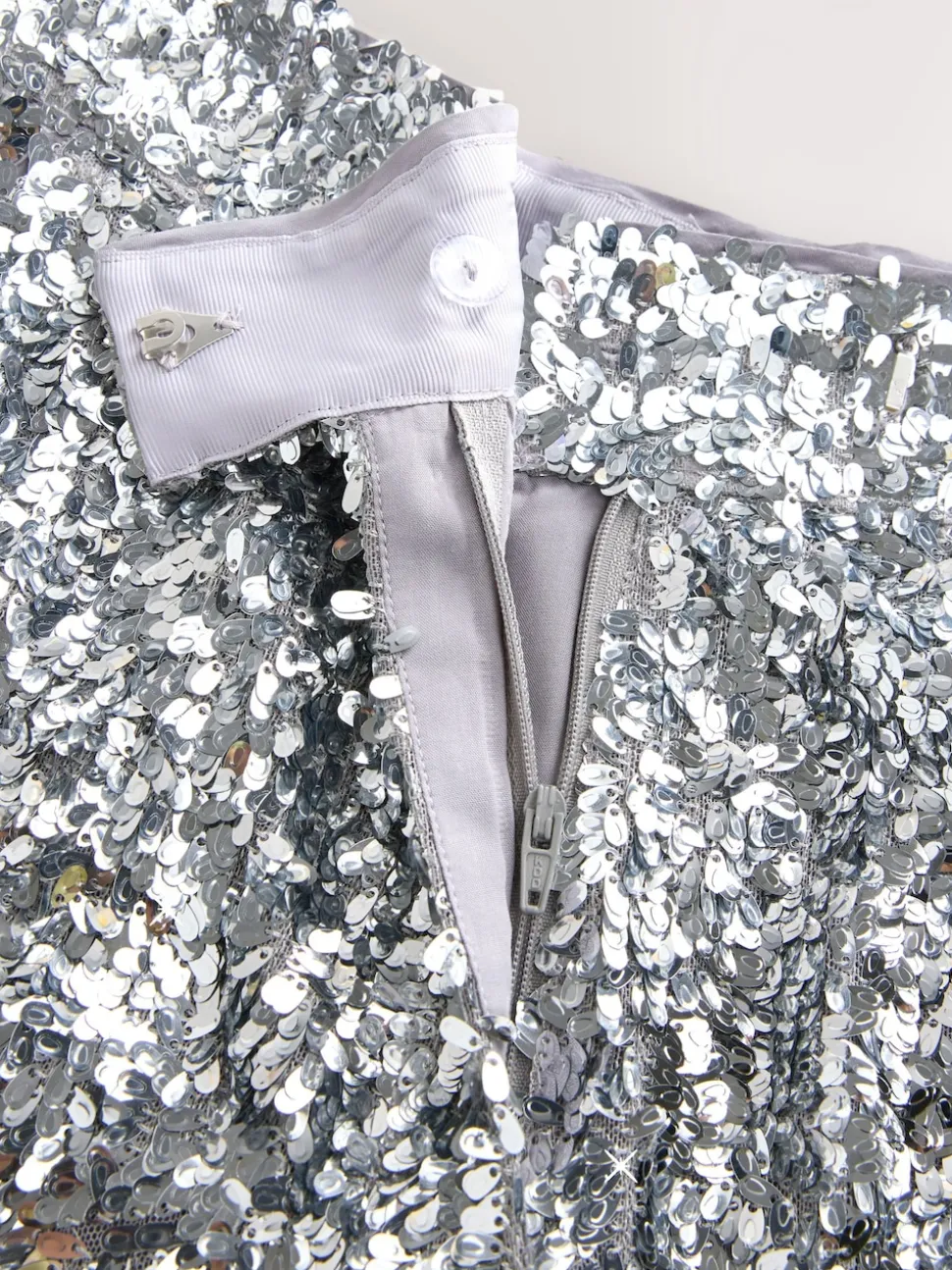 Nothing Ordinary Silver Sequin High Waist Wide Leg Trousers