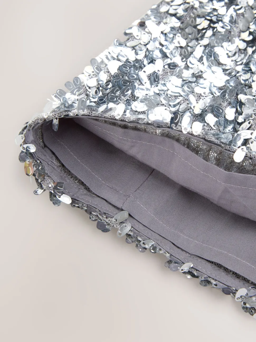 Nothing Ordinary Silver Sequin High Waist Wide Leg Trousers