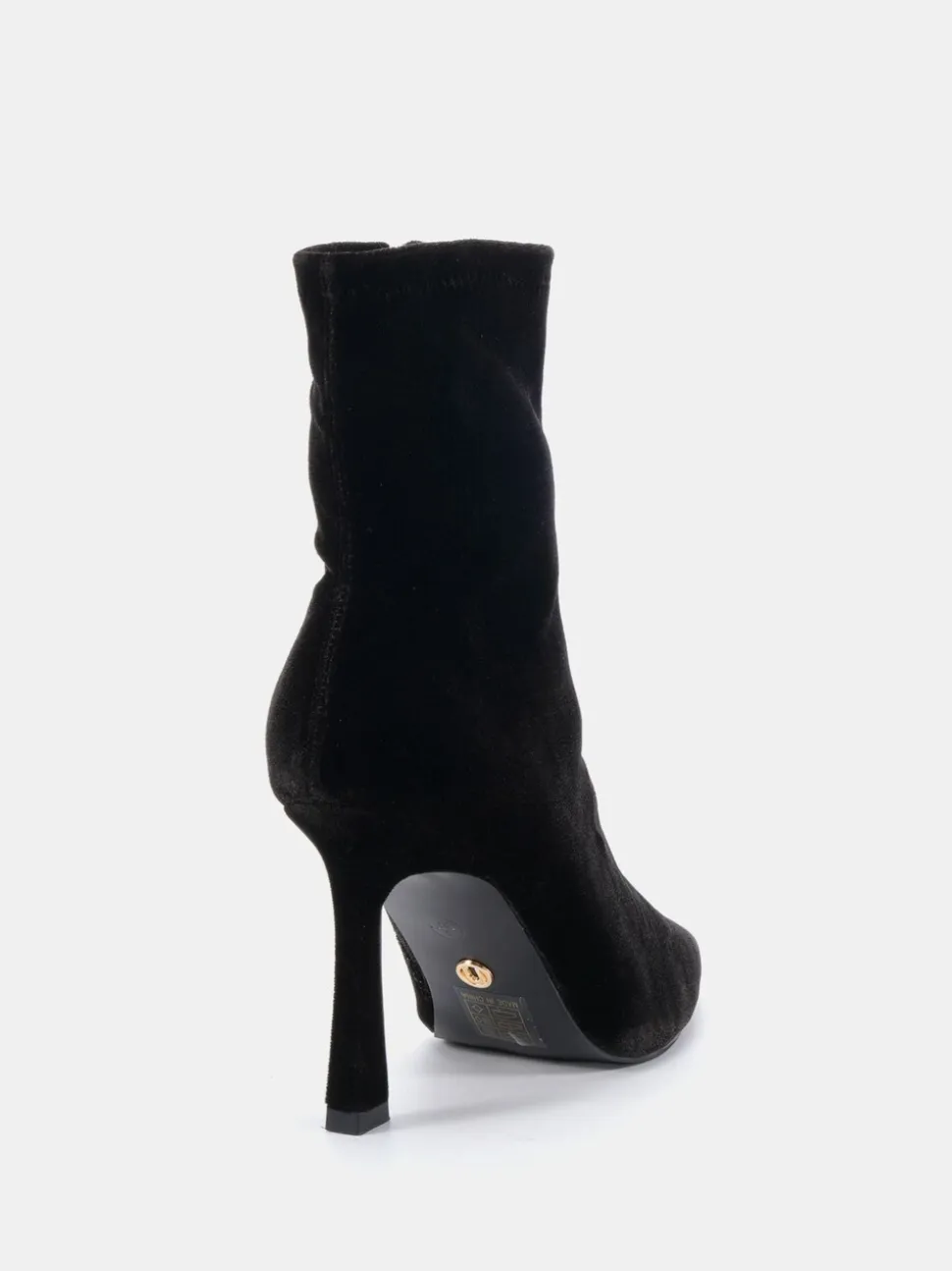 Novo Black Chrome Kiss Point Toe Stiletto Stretch Ankle Boots