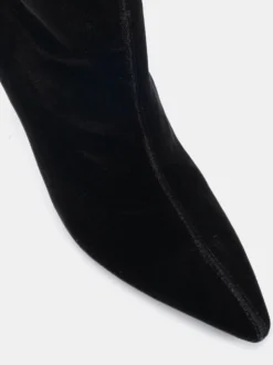 Novo Black Chrome Kiss Point Toe Stiletto Stretch Ankle Boots