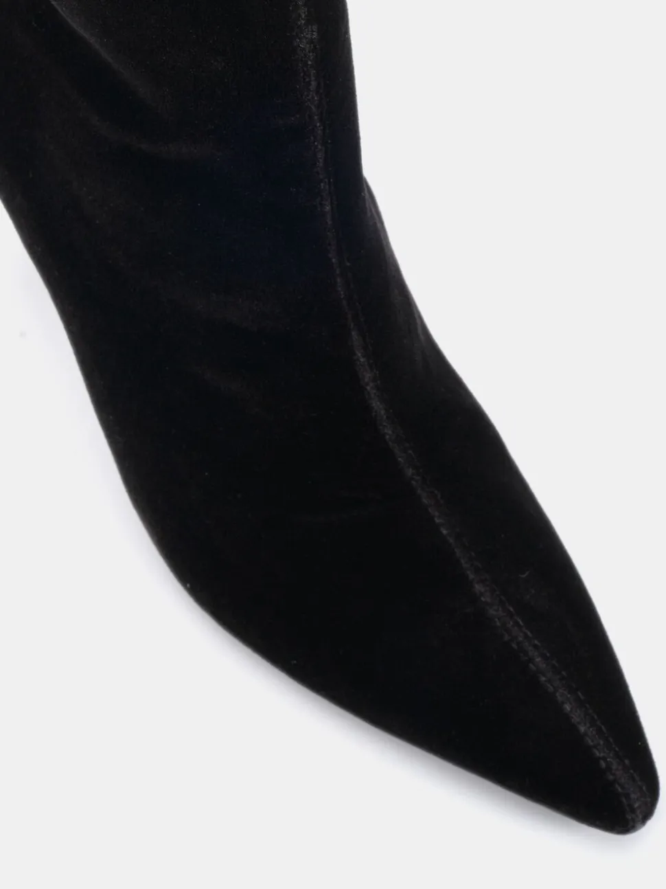 Novo Black Chrome Kiss Point Toe Stiletto Stretch Ankle Boots