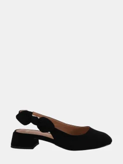 Novo Black Claudia Wide Fit Fit Bow Low Block Slingbacks