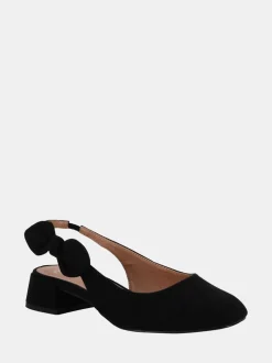 Novo Black Claudia Wide Fit Fit Bow Low Block Slingbacks