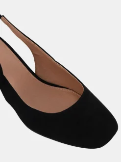 Novo Black Claudia Wide Fit Fit Bow Low Block Slingbacks