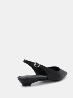 Novo Black Clover Point Toe Low Heel Slingback Shoes