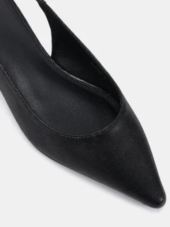 Novo Black Clover Point Toe Low Heel Slingback Shoes