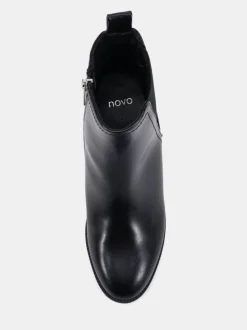 Novo Black Ground Wide Fit Wide Fit Jessie Block Heel V Chelsea Ankle Boots