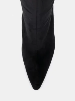Novo Black Velvet Galaxy Point Toe Stiletto Stretch Knee Boots