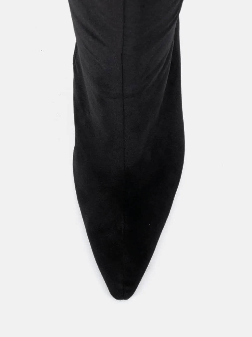 Novo Black Velvet Galaxy Point Toe Stiletto Stretch Knee Boots