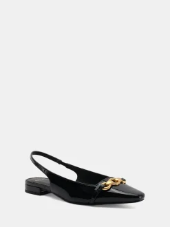 Novo Black Wide Fit Colish Hardware Slingback Flats