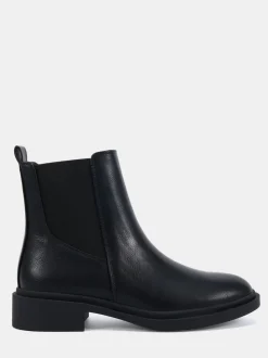 Novo Black Wide Fit Dottie Flat Chelsea Ankle Boots