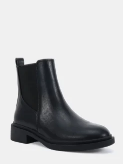 Novo Black Wide Fit Dottie Flat Chelsea Ankle Boots