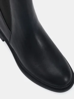 Novo Black Wide Fit Dottie Flat Chelsea Ankle Boots