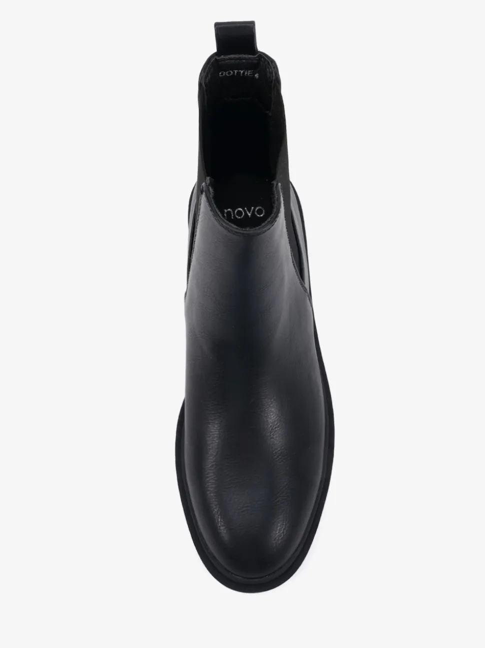 Novo Black Wide Fit Dottie Flat Chelsea Ankle Boots