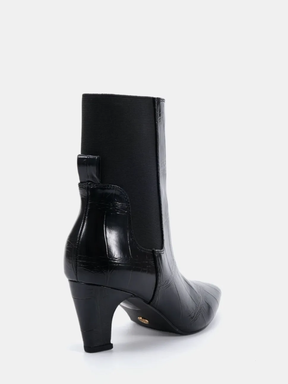 Novo Black Wide Fit Kennedy Curved Mid Heel Chelsea Ankle Boots
