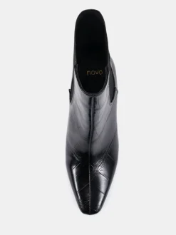 Novo Black Wide Fit Kennedy Curved Mid Heel Chelsea Ankle Boots