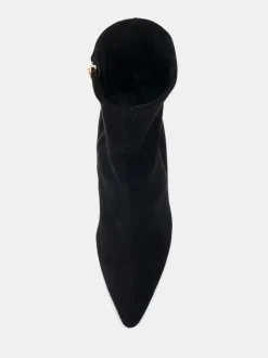 Novo Black Wide Fit Kiss Point Toe Stiletto Stretch Ankle Boots