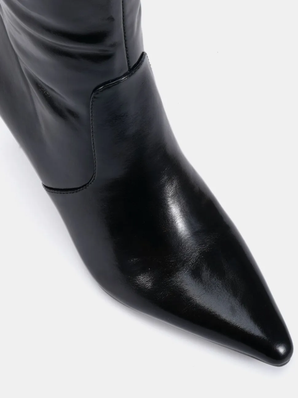 Novo Black Wide Fit Wide Fit Grateful Mid Stiletto Heel Point Knee Boots