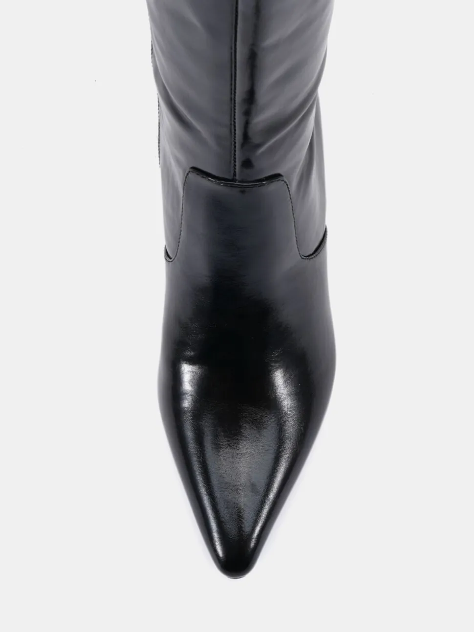 Novo Black Wide Fit Wide Fit Grateful Mid Stiletto Heel Point Knee Boots