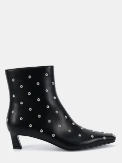 Novo Black Wide Fit Wide Fit Kiki Studded Low Heel Ankle Boots