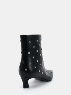 Novo Black Wide Fit Wide Fit Kiki Studded Low Heel Ankle Boots