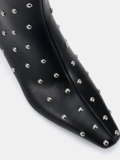 Novo Black Wide Fit Wide Fit Kiki Studded Low Heel Ankle Boots