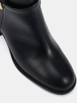 Novo Black Wide Fit Wide Fit Jasmine Round Toe Block Heel Buckle Detail Ankle Boots