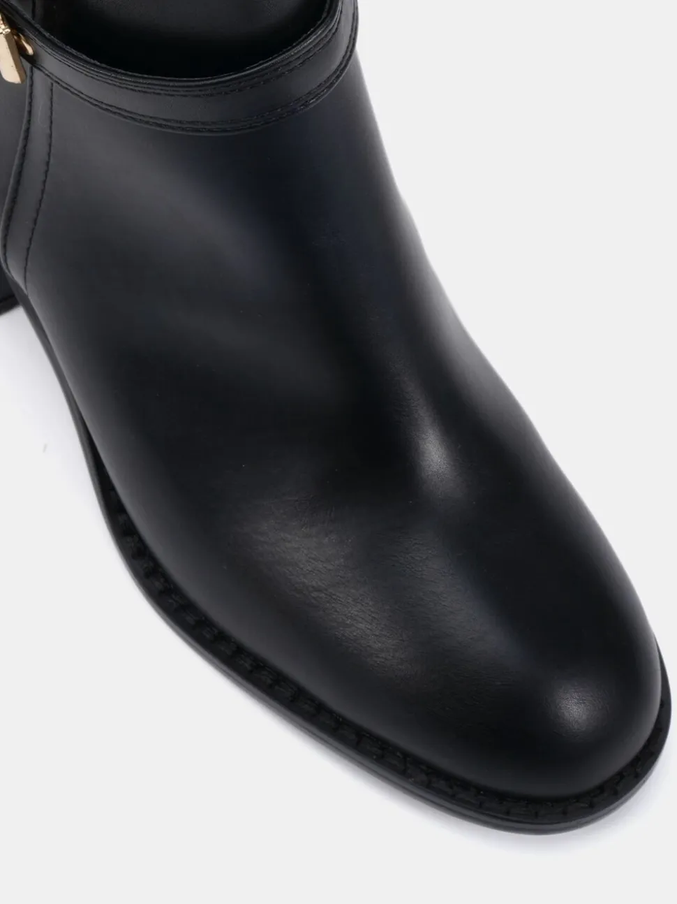 Novo Black Wide Fit Wide Fit Jasmine Round Toe Block Heel Buckle Detail Ankle Boots