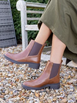 Novo Brown Dottie Flat Chelsea Ankle Boots