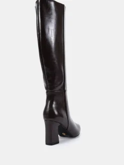 Novo Brown Gala Point Toe Block Heel Knee Boots