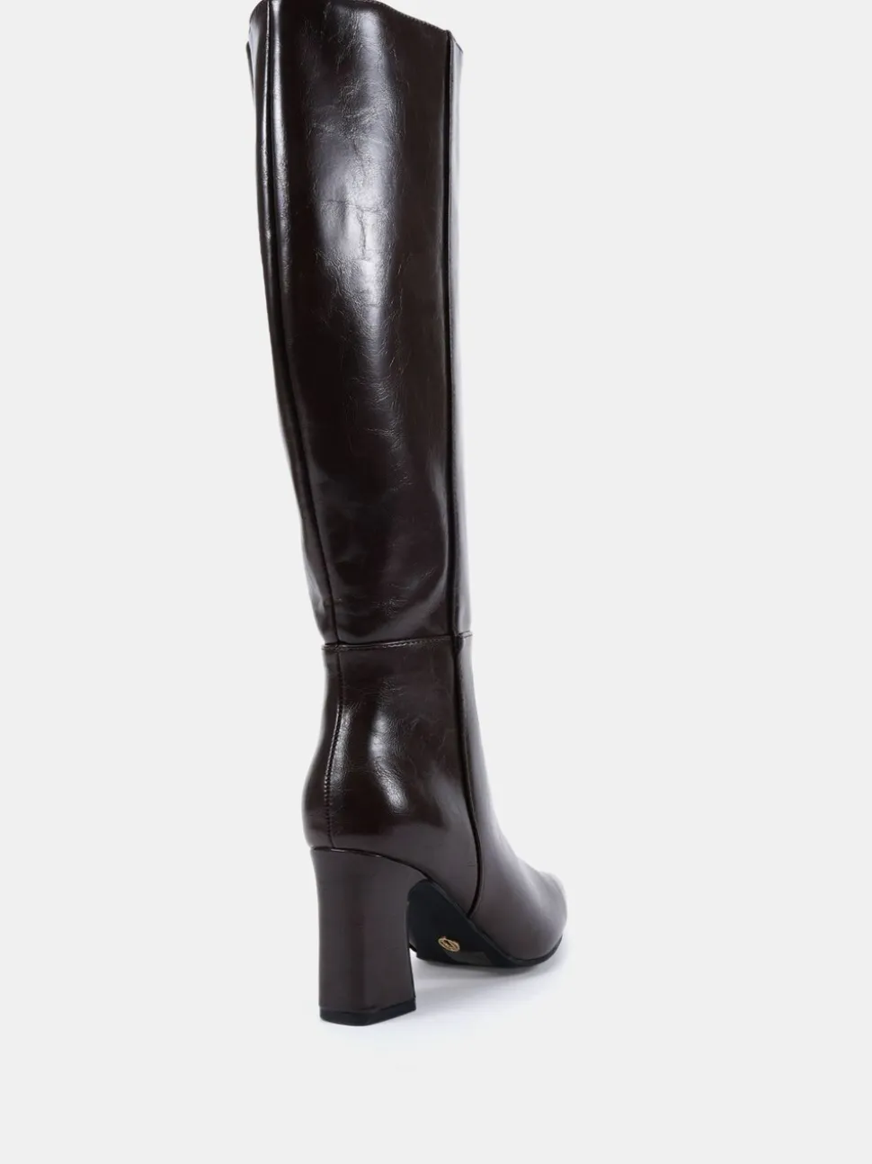 Novo Brown Gala Point Toe Block Heel Knee Boots