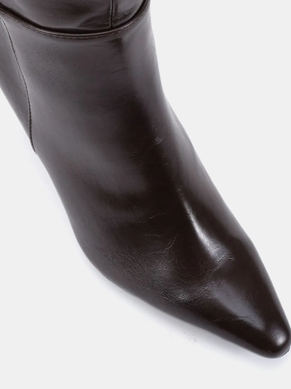 Novo Brown Gala Point Toe Block Heel Knee Boots