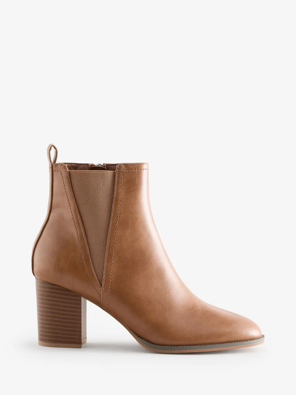 Novo Brown Standard Fit Wide Fit Jessie Block Heel V Chelsea Ankle Boots