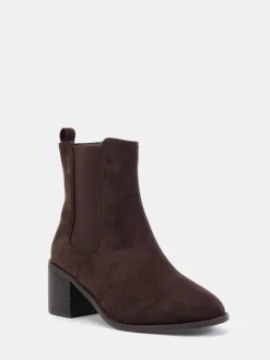 Novo Brown Wide Fit Juno Block Heel Chelsea Ankle Boots