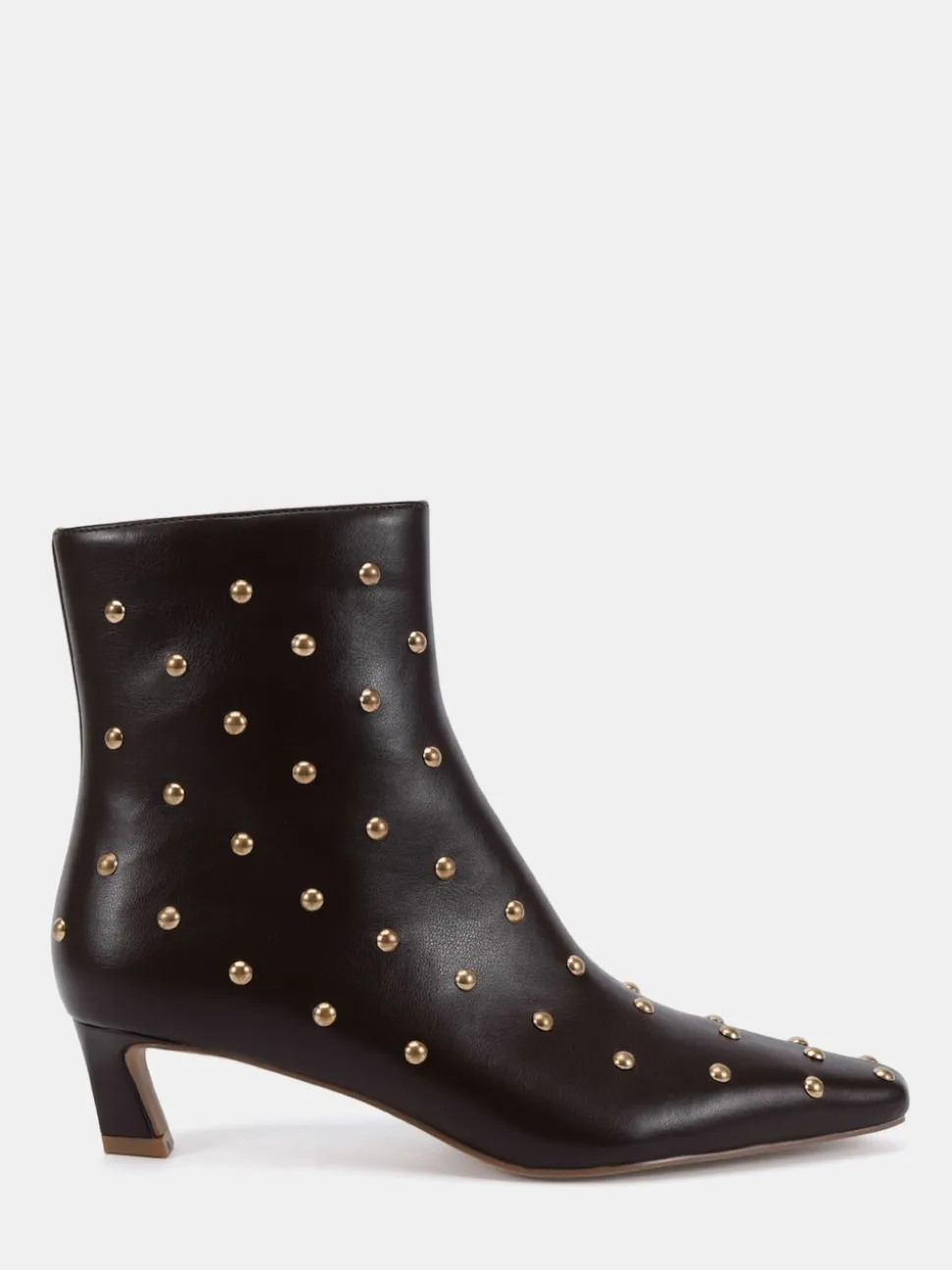 Novo Brown Wide Fit Wide Fit Kiki Studded Low Heel Ankle Boots