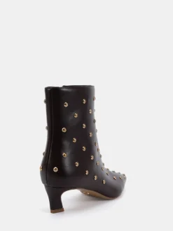 Novo Brown Wide Fit Wide Fit Kiki Studded Low Heel Ankle Boots