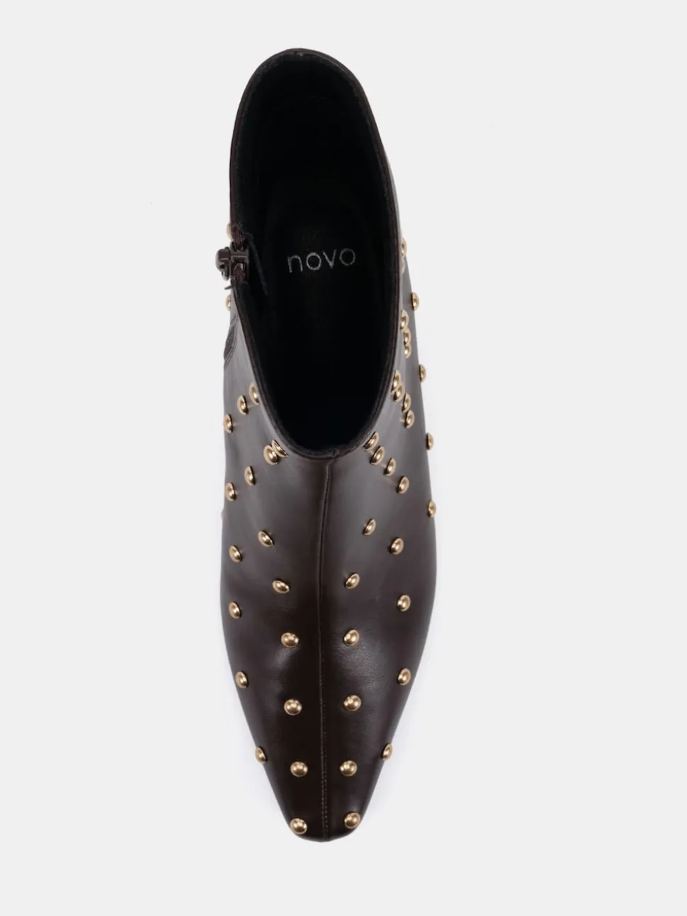 Novo Brown Wide Fit Wide Fit Kiki Studded Low Heel Ankle Boots