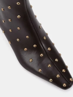 Novo Brown Wide Fit Wide Fit Kiki Studded Low Heel Ankle Boots
