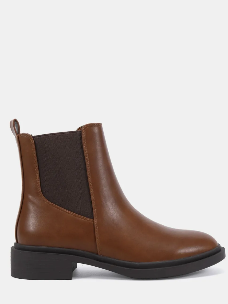 Novo Chocolate Brown Wide Fit Dottie Flat Chelsea Ankle Boots