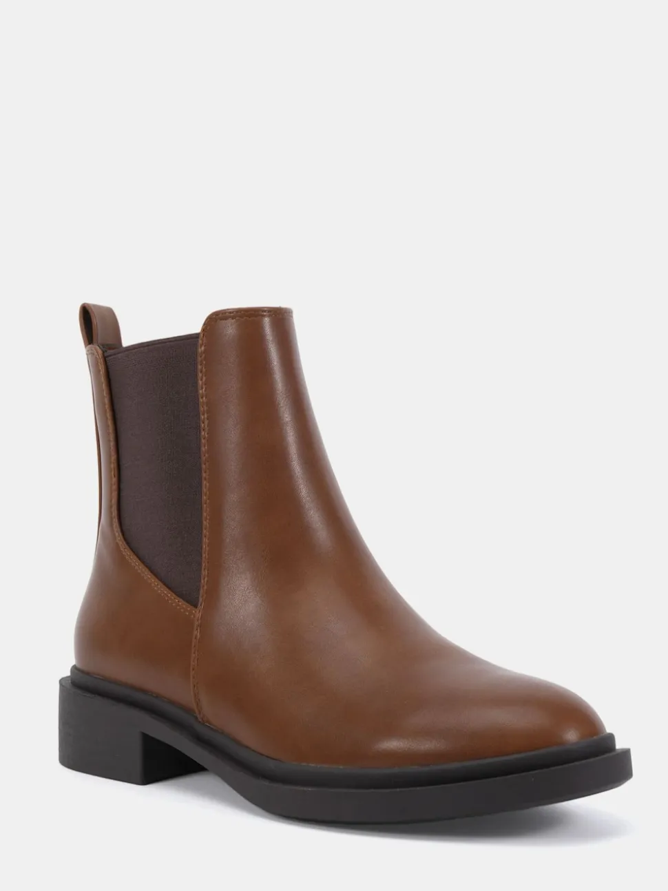 Novo Chocolate Brown Wide Fit Dottie Flat Chelsea Ankle Boots
