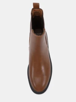 Novo Chocolate Brown Wide Fit Dottie Flat Chelsea Ankle Boots