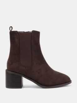 Novo Chocolate Brown Wide Fit Wide Fit Jessie Block Heel V Chelsea Ankle Boots