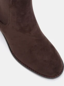 Novo Chocolate Brown Wide Fit Wide Fit Jessie Block Heel V Chelsea Ankle Boots