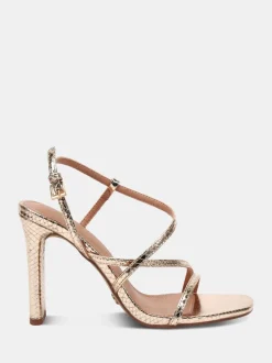Novo Gold Wide Fit MONDRIAN Strappy Heeled Sandals