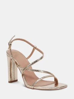 Novo Gold Wide Fit MONDRIAN Strappy Heeled Sandals
