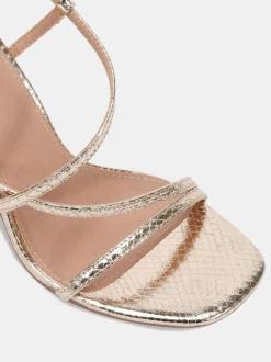 Novo Gold Wide Fit MONDRIAN Strappy Heeled Sandals